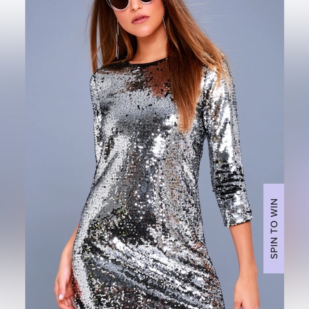 08. Lulus Main Event Silver Sequin Sheath Dress - image 2